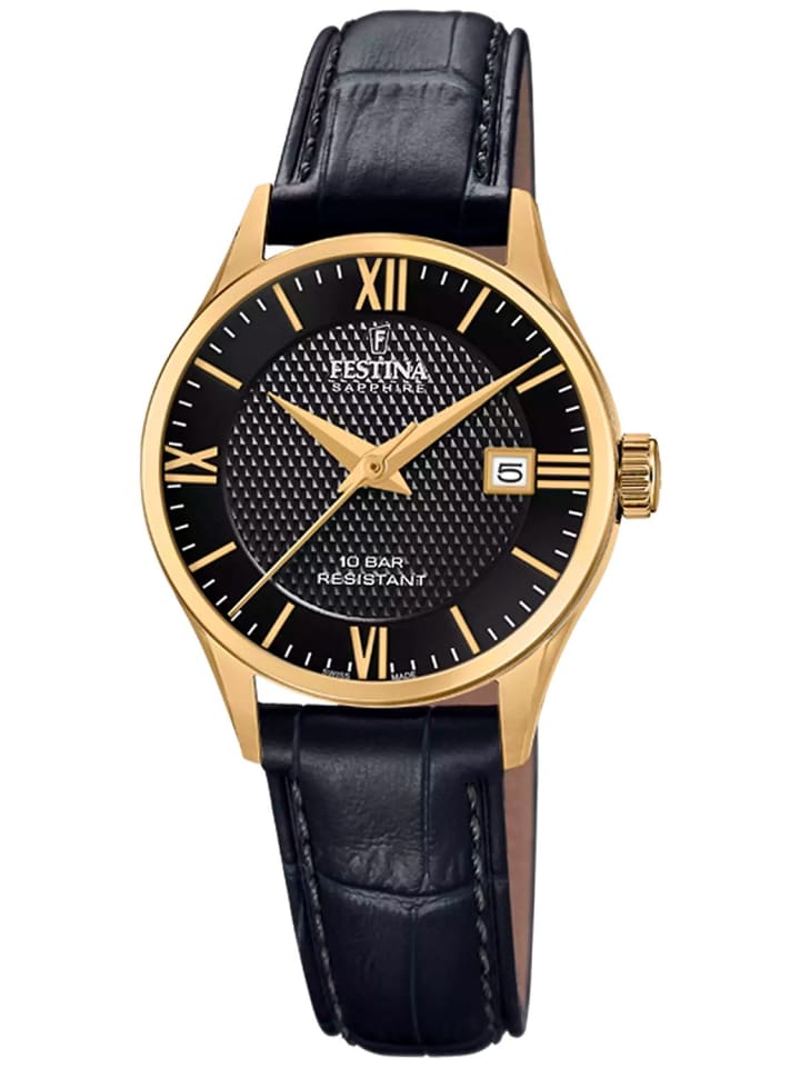 Festina Женские часы, черно-золотого цвета с сапфировым стеклом
Festina Женские часы, черно-золотого цвета с сапфировым стеклом