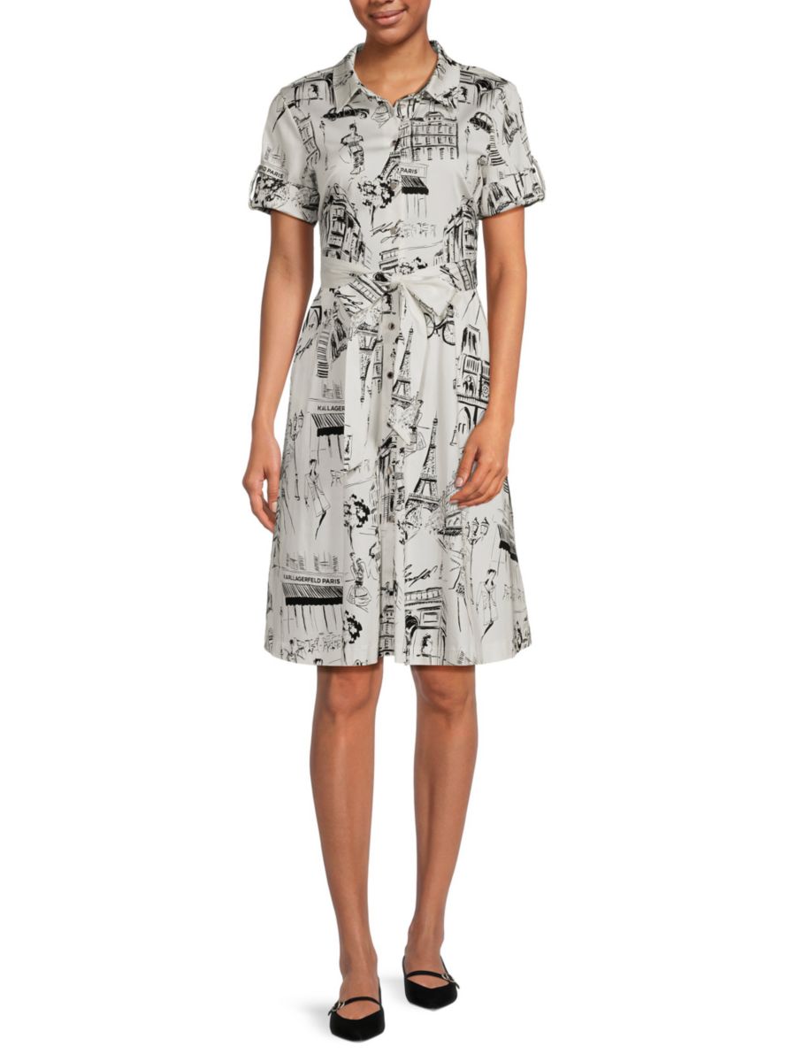 Платье-рубашка с поясом и причудливым принтом Karl Lagerfeld Paris, цвет Soft White Black
Платье-рубашка с поясом и причудливым принтом Karl Lagerfeld Paris, цвет Soft White Black