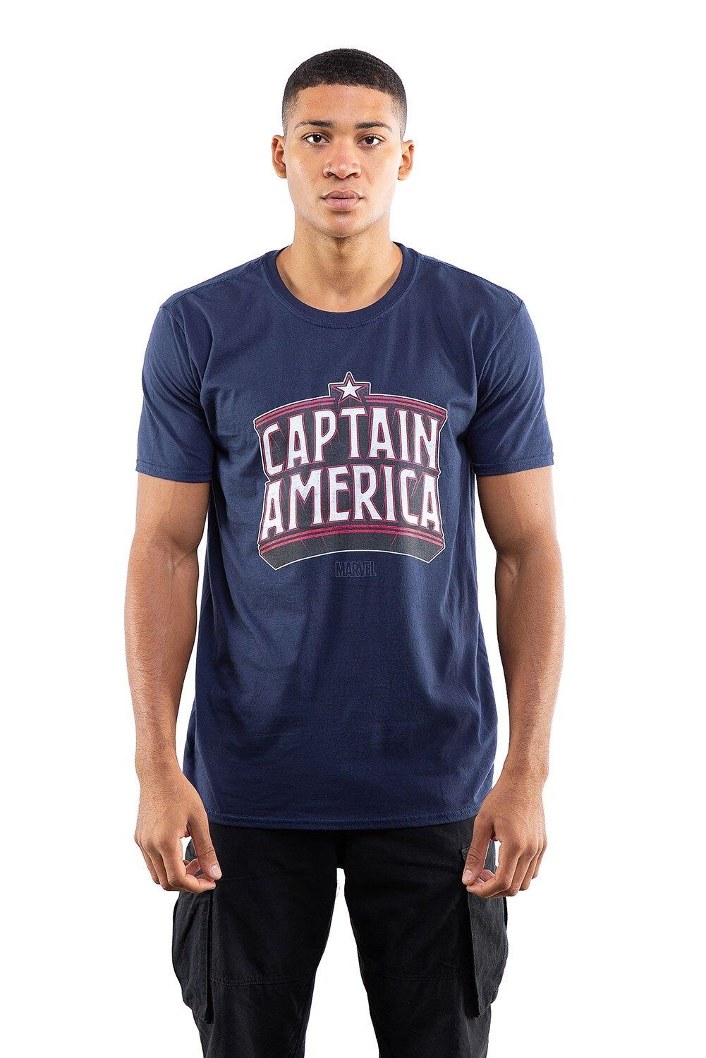 Хлопковая футболка «Капитан Америка Arch» Marvel, темно-синий 
Хлопковая футболка «Капитан Америка Arch» Marvel, темно-синий