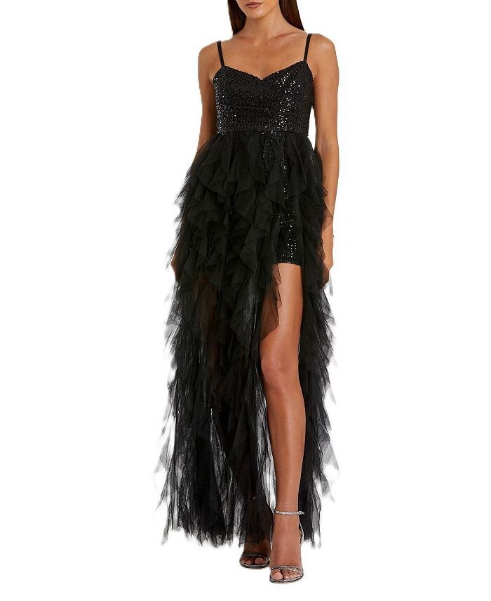 Мини-платье Mac Duggal с пайетками и многоуровневым шлейфом с высокой и низкой оборкой, черный
Мини-платье Mac Duggal с пайетками и многоуровневым шлейфом с высокой и низкой оборкой, черный