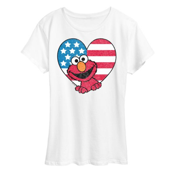 Женская футболка с изображением сердца и флага Элмо из сериала «Улица Сезам» Licensed Character, белый
Женская футболка с изображением сердца и флага Элмо из сериала «Улица Сезам» Licensed Character, белый