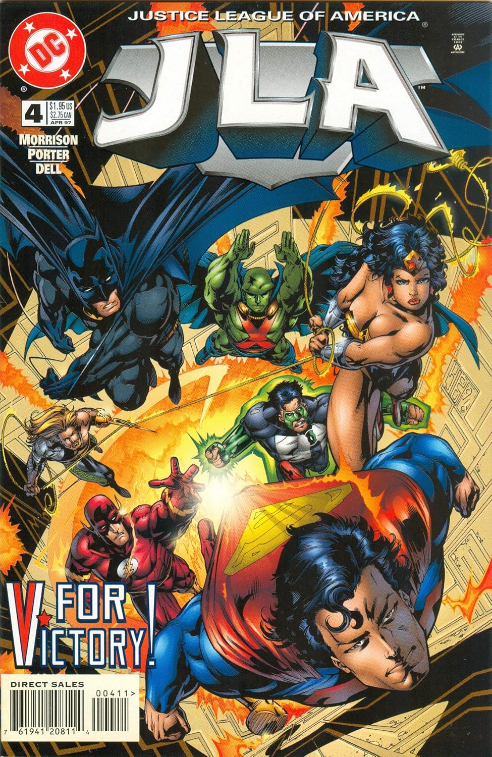 JLA, No. 4: V for Victory! April 1997 (DC Comics)
JLA, No. 4: V for Victory! April 1997 (DC Comics)