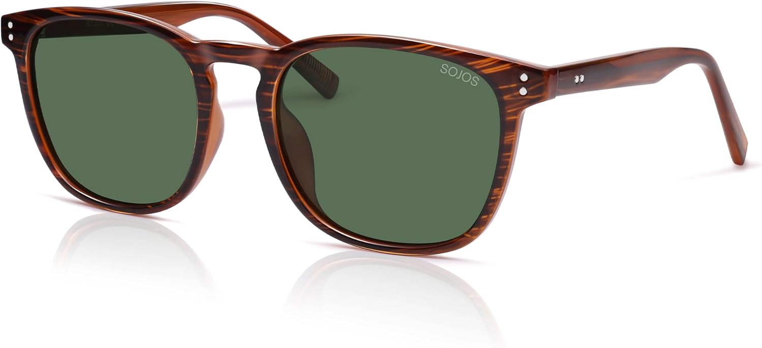 Солнцезащитные очки SOJOS унисекс с закругленными и квадратными линзами, поляризованные, оправа TR90, защита от УФ-излучения UV400, легкие, в стиле ретро, для женщин и мужчин, Light Brown Stripes/Green
Солнцезащитные очки SOJOS унисекс с закругленными и квадратными линзами, поляризованные, оправа TR90, защита от УФ-излучения UV400, легкие, в стиле ретро, для женщин и мужчин, Light Brown Stripes/Green