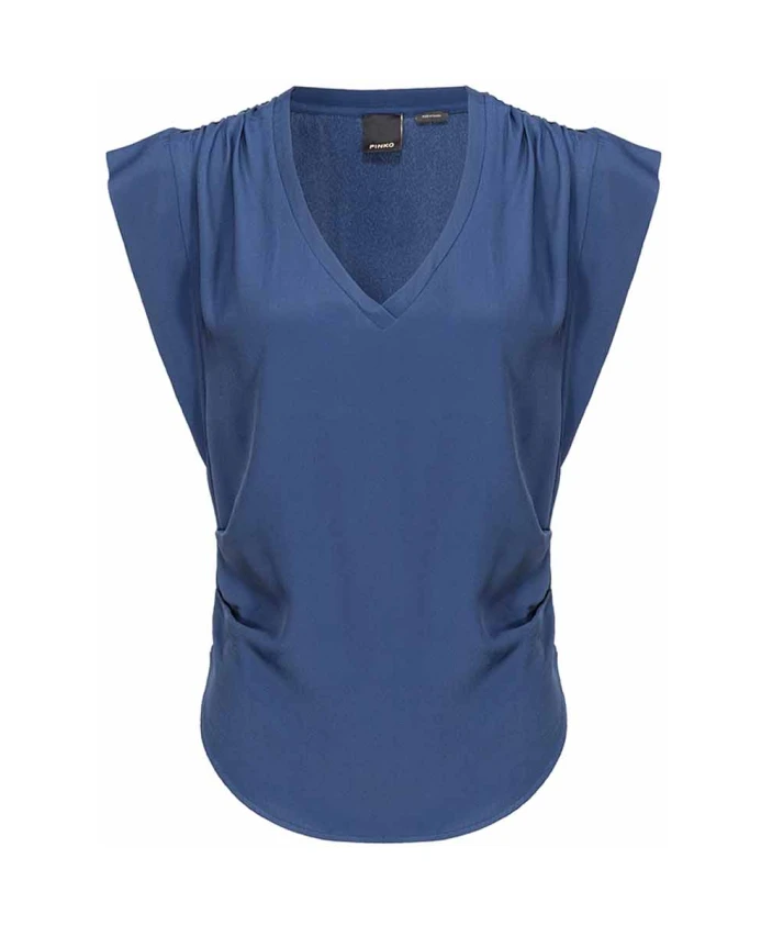 Шелковая блузка с V образным вырезом Pinko, синий
Шелковая блузка с V образным вырезом Pinko, синий
