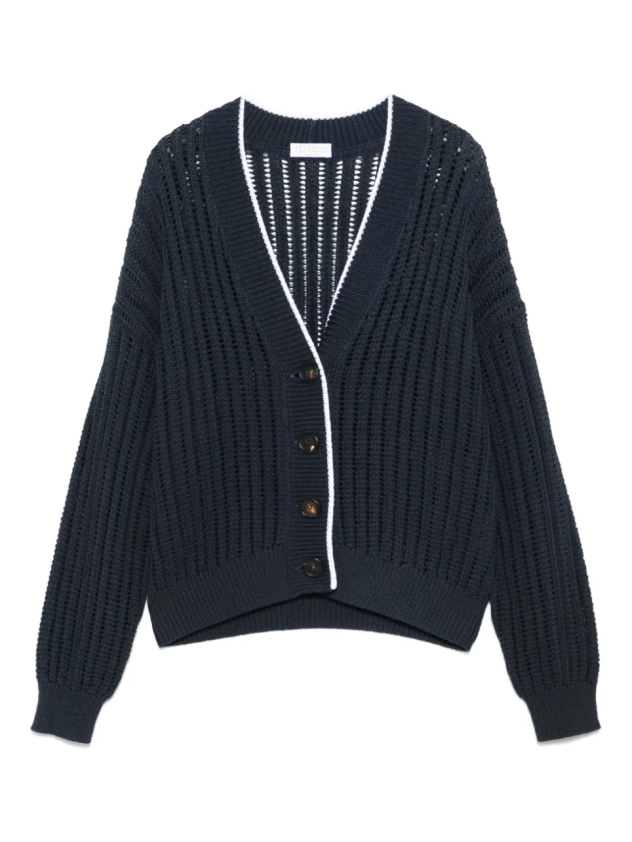 Кардиган на пуговицах Brunello Cucinelli, синий 
Кардиган на пуговицах Brunello Cucinelli, синий