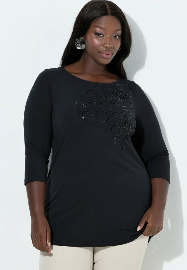 Футболка с длинными рукавами и цветочным принтом, расшитая пайетками. Ulla Popken, Black, Черный, Футболка с длинными рукавами и цветочным принтом, расшитая пайетками. Ulla Popken, Black
Футболка с длинными рукавами и цветочным принтом, расшитая пайетками. Ulla Popken, Black, Черный, Футболка с длинными рукавами и цветочным принтом, расшитая пайетками. Ulla Popken, Black