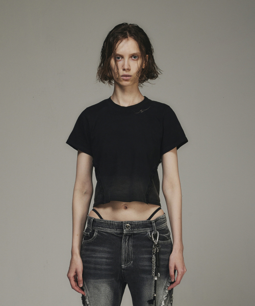 Футболка женская с коротким рукавом, эффект потертости, градиентная стирка BLR, черный
Футболка женская с коротким рукавом, эффект потертости, градиентная стирка BLR, черный