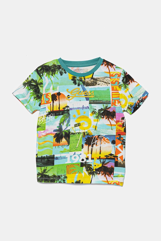 Детская хлопковая футболка Guess, бирюзовый
Детская хлопковая футболка Guess, бирюзовый