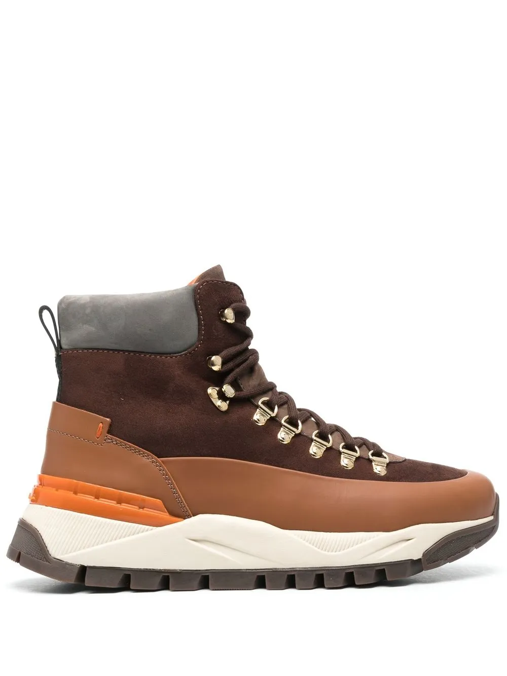 Ботинки на шнуровке с контрастными вставками Santoni, коричневый
Ботинки на шнуровке с контрастными вставками Santoni, коричневый