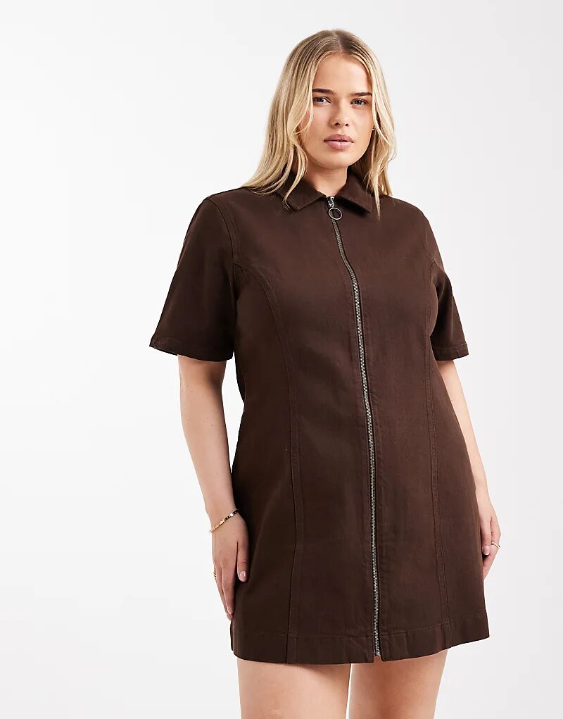 Джинсовое мини-платье шоколадного цвета с короткими рукавами и молнией ASOS DESIGN Curve
Джинсовое мини-платье шоколадного цвета с короткими рукавами и молнией ASOS DESIGN Curve