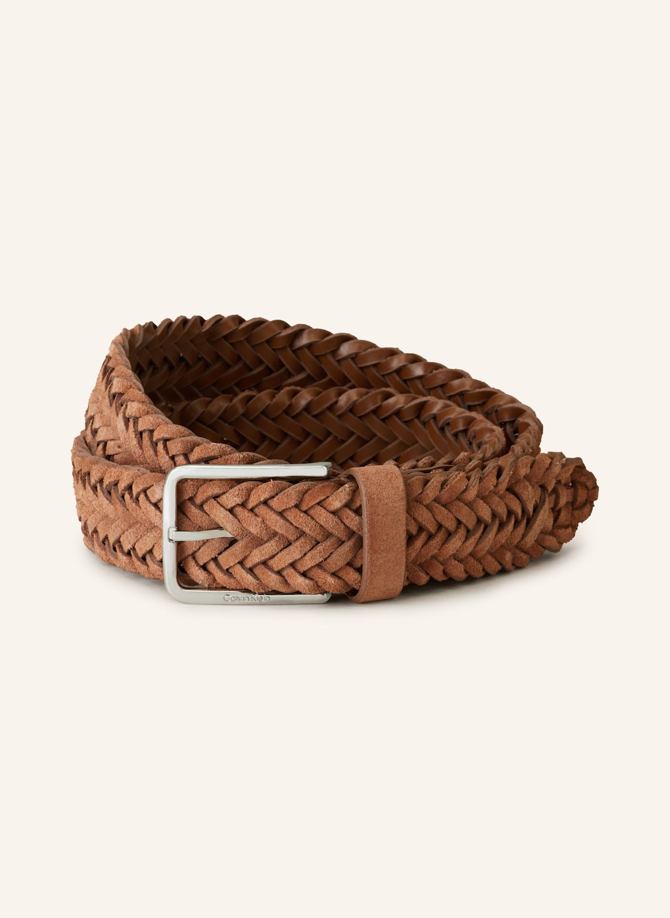 Плетеный кожаный ремень Calvin Klein, коричневый
Плетеный кожаный ремень Calvin Klein, коричневый