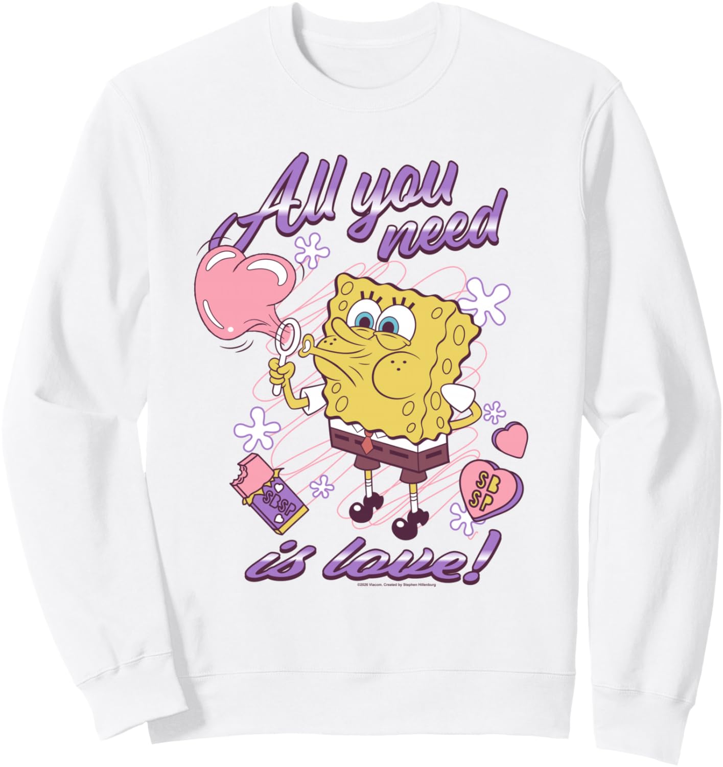 Толстовка с изображением Губки Боба и конфет в форме сердечек «Слаще сахара» ко Дню святого Валентина Spongebob Squarepants, белый
Толстовка с изображением Губки Боба и конфет в форме сердечек «Слаще сахара» ко Дню святого Валентина Spongebob Squarepants, белый