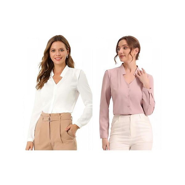 2 упаковки женской элегантной рубашки с v-образным вырезом и длинными рукавами Inspire Chic, White Grey Pink
2 упаковки женской элегантной рубашки с v-образным вырезом и длинными рукавами Inspire Chic, White Grey Pink