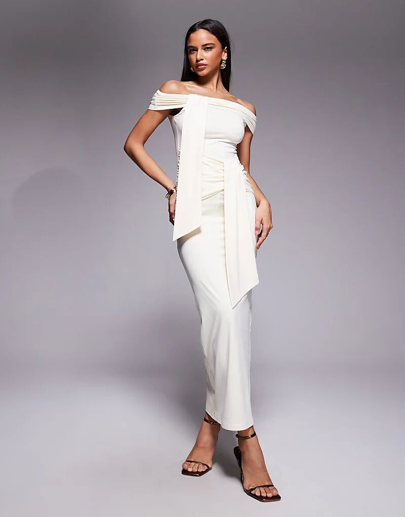 Эксклюзивное облегающее платье макси с драпировкой в стиле бардо от The Frolic кремового цвета
Эксклюзивное облегающее платье макси с драпировкой в стиле бардо от The Frolic кремового цвета