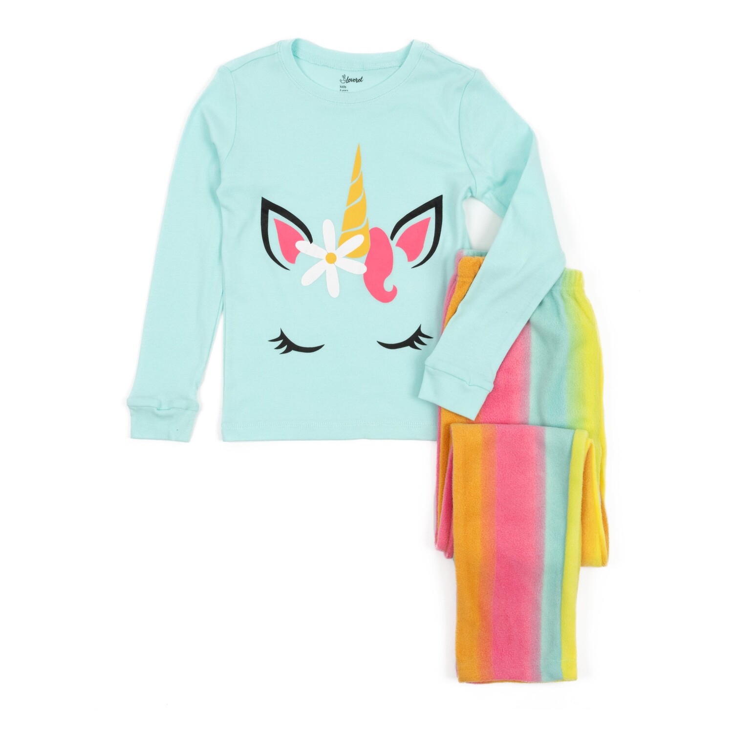 Детская пижама из хлопка и флисовых штанов Радуга Leveret
Детская пижама из хлопка и флисовых штанов Радуга Leveret