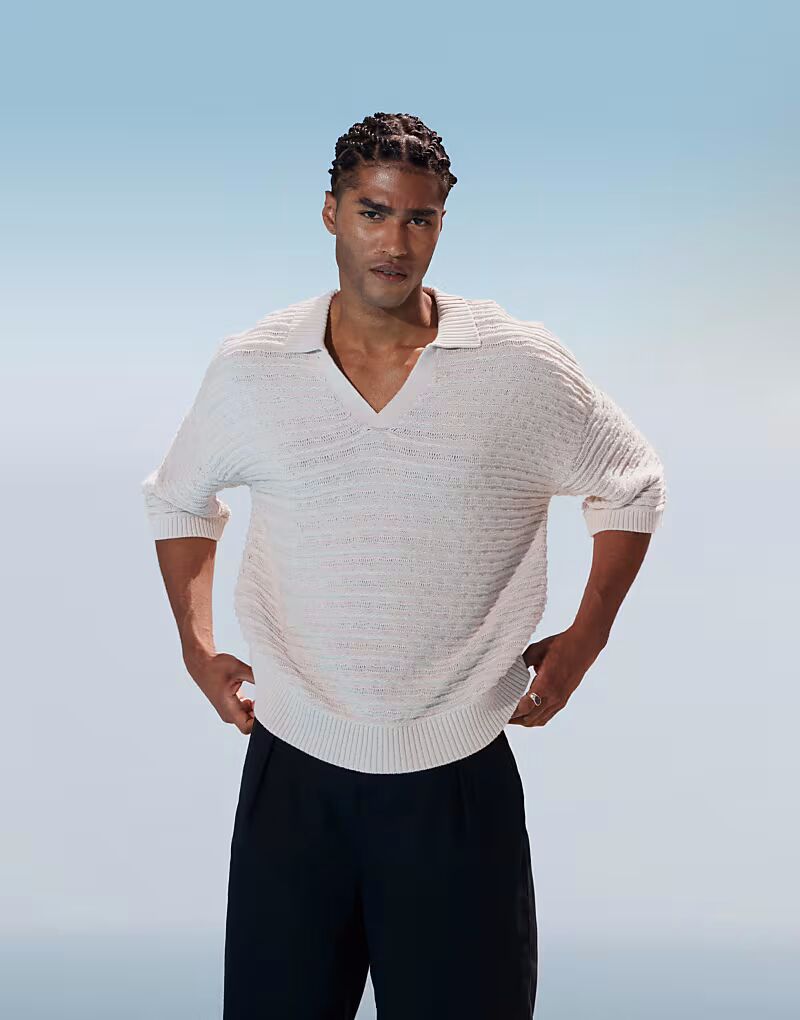 ASOS DESIGN свободная фактурная трикотажная рубашка-поло с вырезом-стойкой цвета экрю
ASOS DESIGN свободная фактурная трикотажная рубашка-поло с вырезом-стойкой цвета экрю