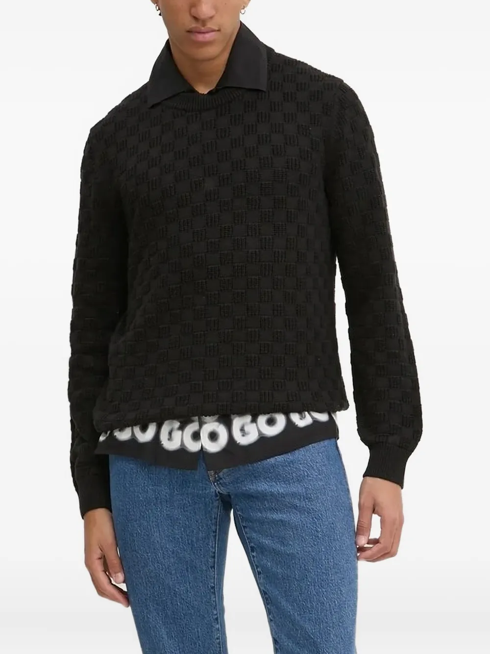 Джемпер с круглым вырезом и текстурированным узором HUGO, черный
Джемпер с круглым вырезом и текстурированным узором HUGO, черный