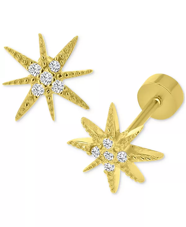 Серьги-Гвоздики в форме звезды с кубическим цирконием из стерлингового серебра с покрытием из 14-каратного золота Macy'S, gold
Серьги-Гвоздики в форме звезды с кубическим цирконием из стерлингового серебра с покрытием из 14-каратного золота Macy'S, gold