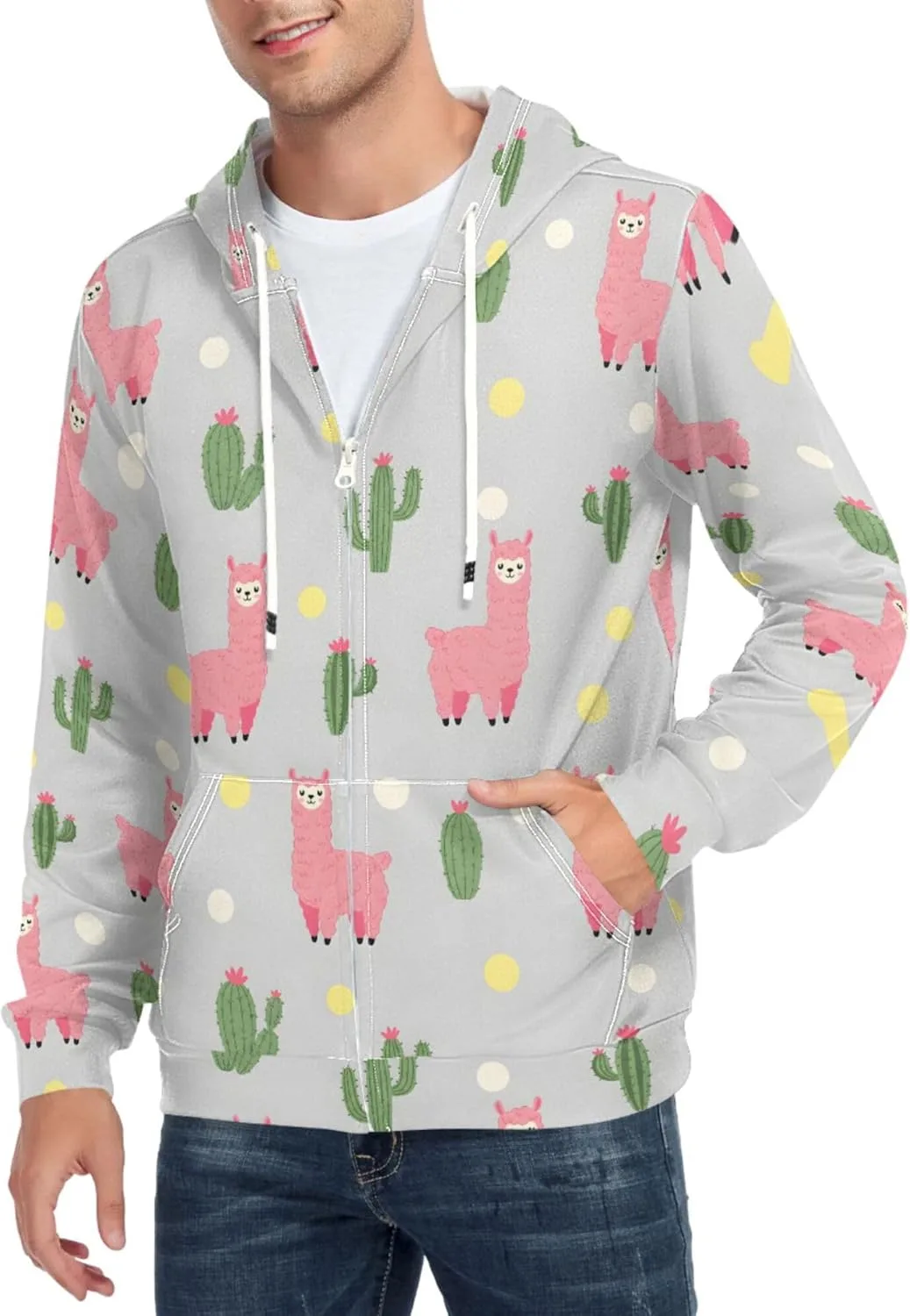 Мужская толстовка с полной молнией Pink Alpaca Cactus Dots с длинным рукавом и карманом CUPADA
Мужская толстовка с полной молнией Pink Alpaca Cactus Dots с длинным рукавом и карманом CUPADA