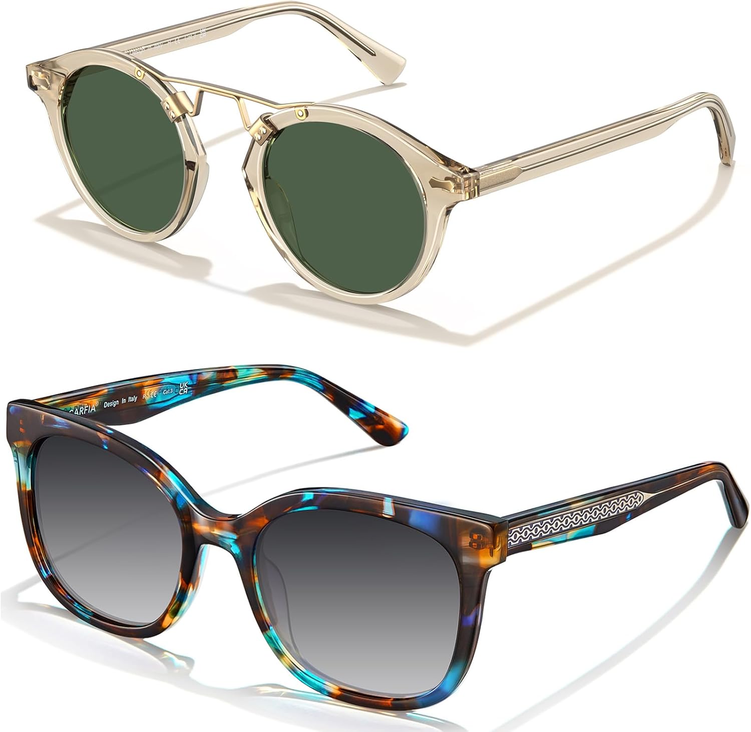 Женские поляризованные солнцезащитные очки CARFIA «Кошачий глаз» из ацетата с цветочным узором, защита от УФ-излучения, ретро-стиль с рельефным рисунком и проволочным каркасом
Женские поляризованные солнцезащитные очки CARFIA «Кошачий глаз» из ацетата с цветочным узором, защита от УФ-излучения, ретро-стиль с рельефным рисунком и проволочным каркасом