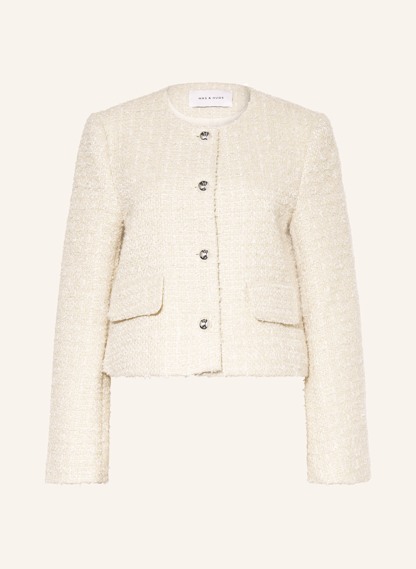 Жакет-Букле из блестящей пряжи Mrs & Hugs, экрю
Жакет-Букле из блестящей пряжи Mrs & Hugs, экрю