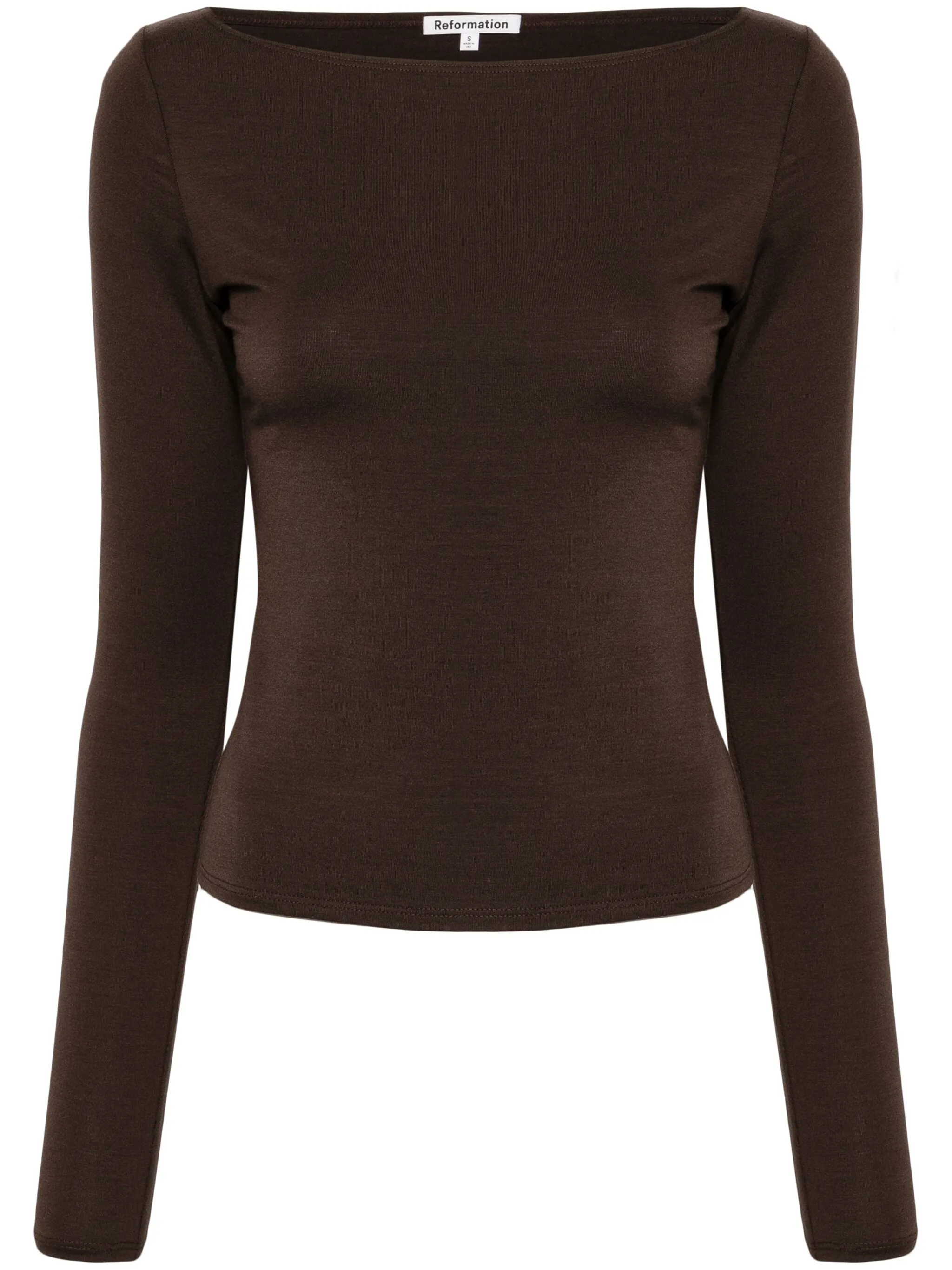 Топ Wiley с вырезом-лодочкой Reformation, коричневый
Топ Wiley с вырезом-лодочкой Reformation, коричневый