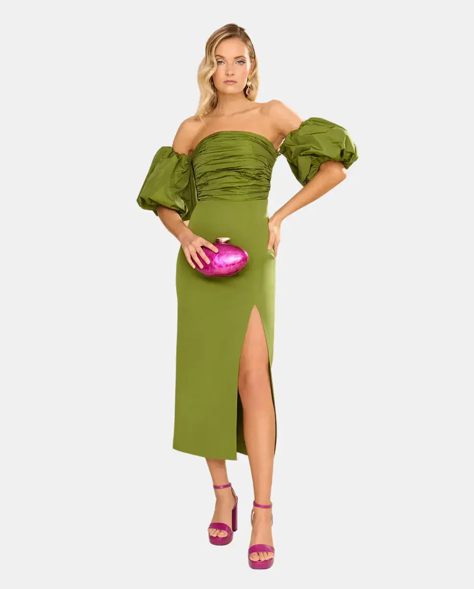 Миди-платье со съемными буффированными рукавами MIPHAI, зеленый
Миди-платье со съемными буффированными рукавами MIPHAI, зеленый