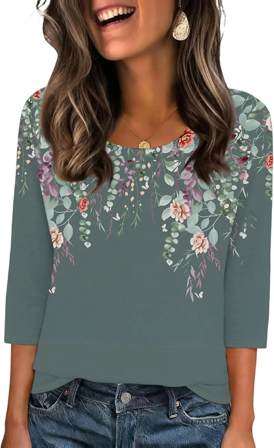 Весенняя блузка с рукавом 3/4, Crewneck, Plus Size ROKIACDE
Весенняя блузка с рукавом 3/4, Crewneck, Plus Size ROKIACDE