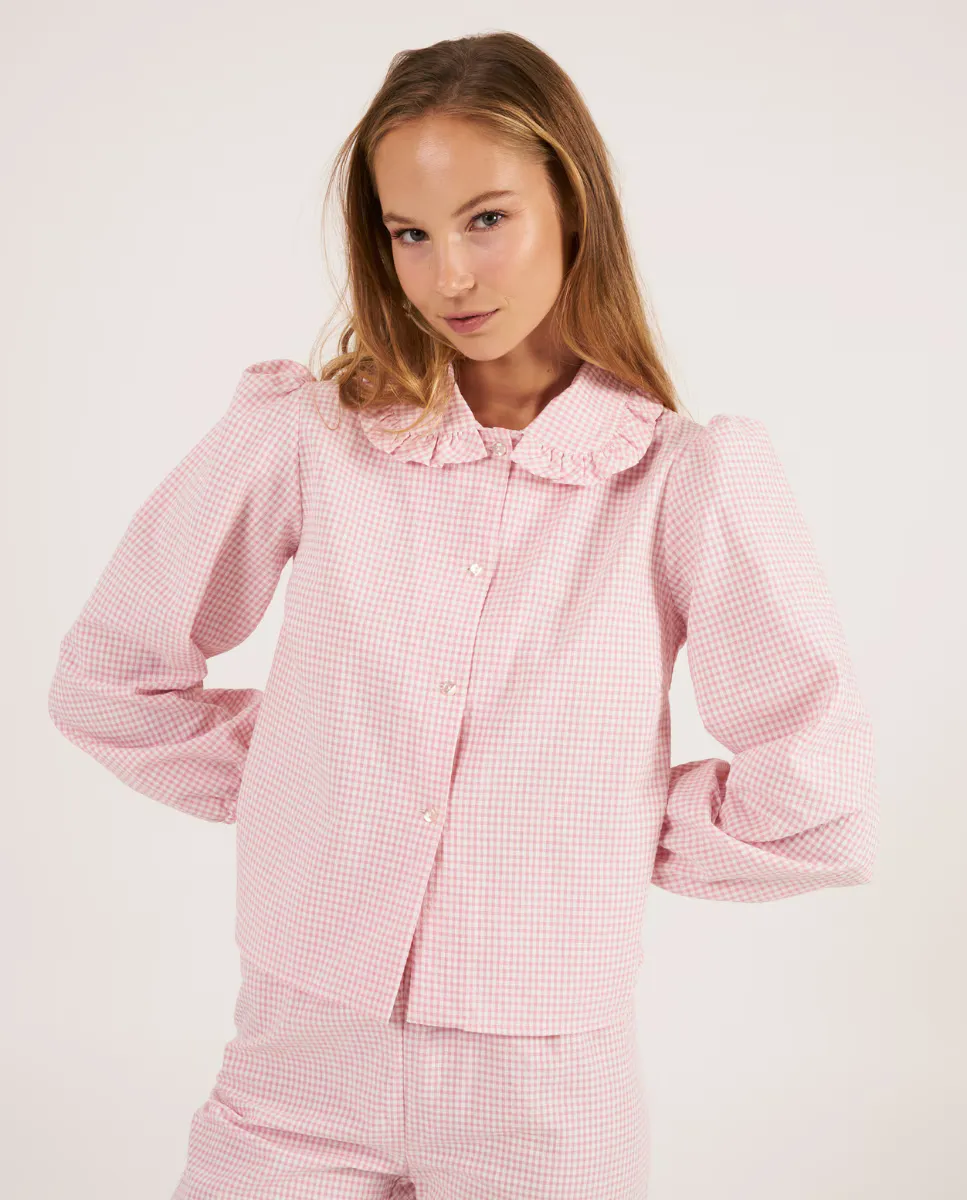 Топ женской пижамы в клетку на пуговицах Bohodot, розовый
Топ женской пижамы в клетку на пуговицах Bohodot, розовый