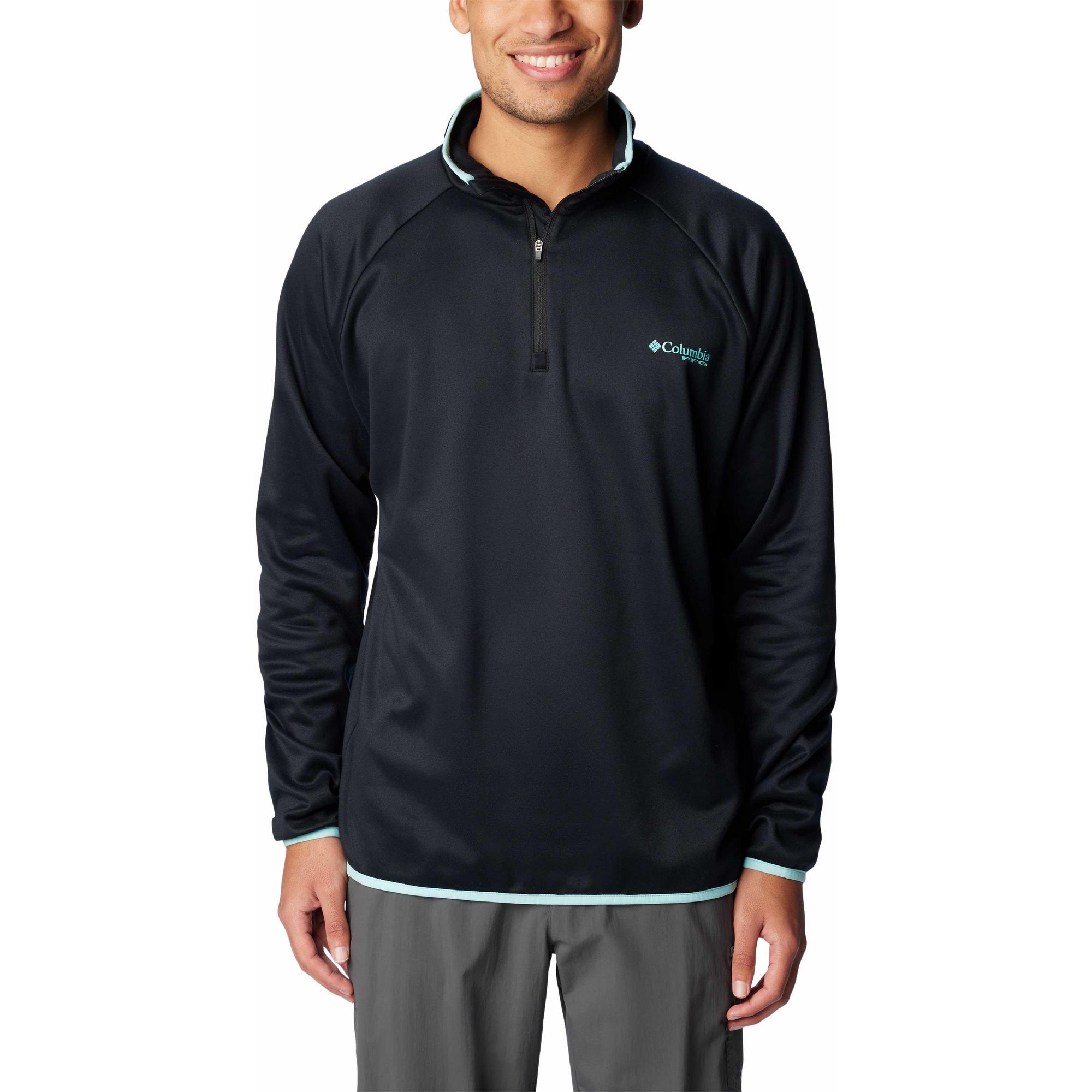 Мужской флисовый пуловер с молнией 1/4 PFG Termina Columbia, Black/Gulf Stream
Мужской флисовый пуловер с молнией 1/4 PFG Termina Columbia, Black/Gulf Stream