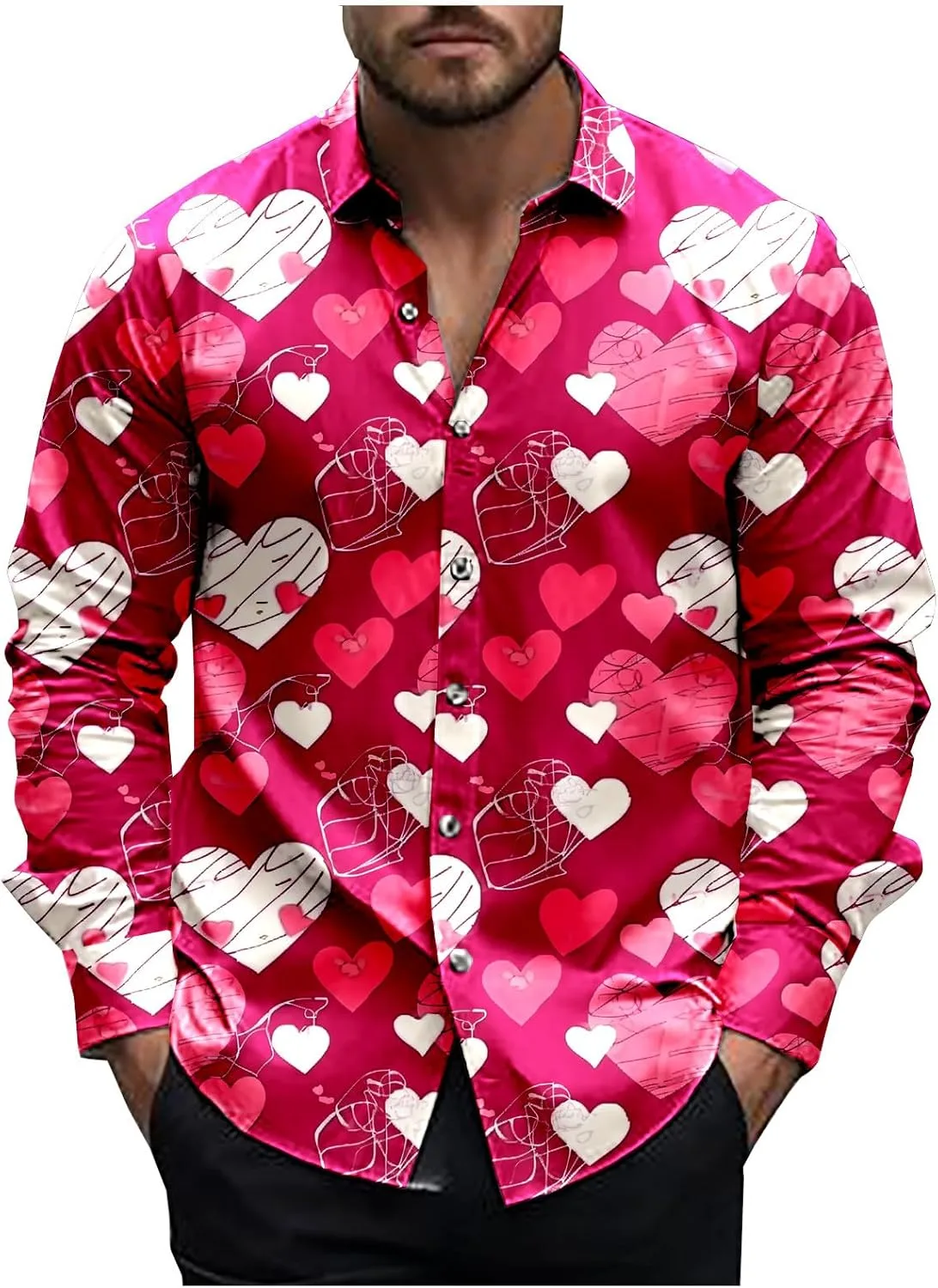 Мужская рубашка на пуговицах с принтом в виде сердца Smxrfitk
Мужская рубашка на пуговицах с принтом в виде сердца Smxrfitk