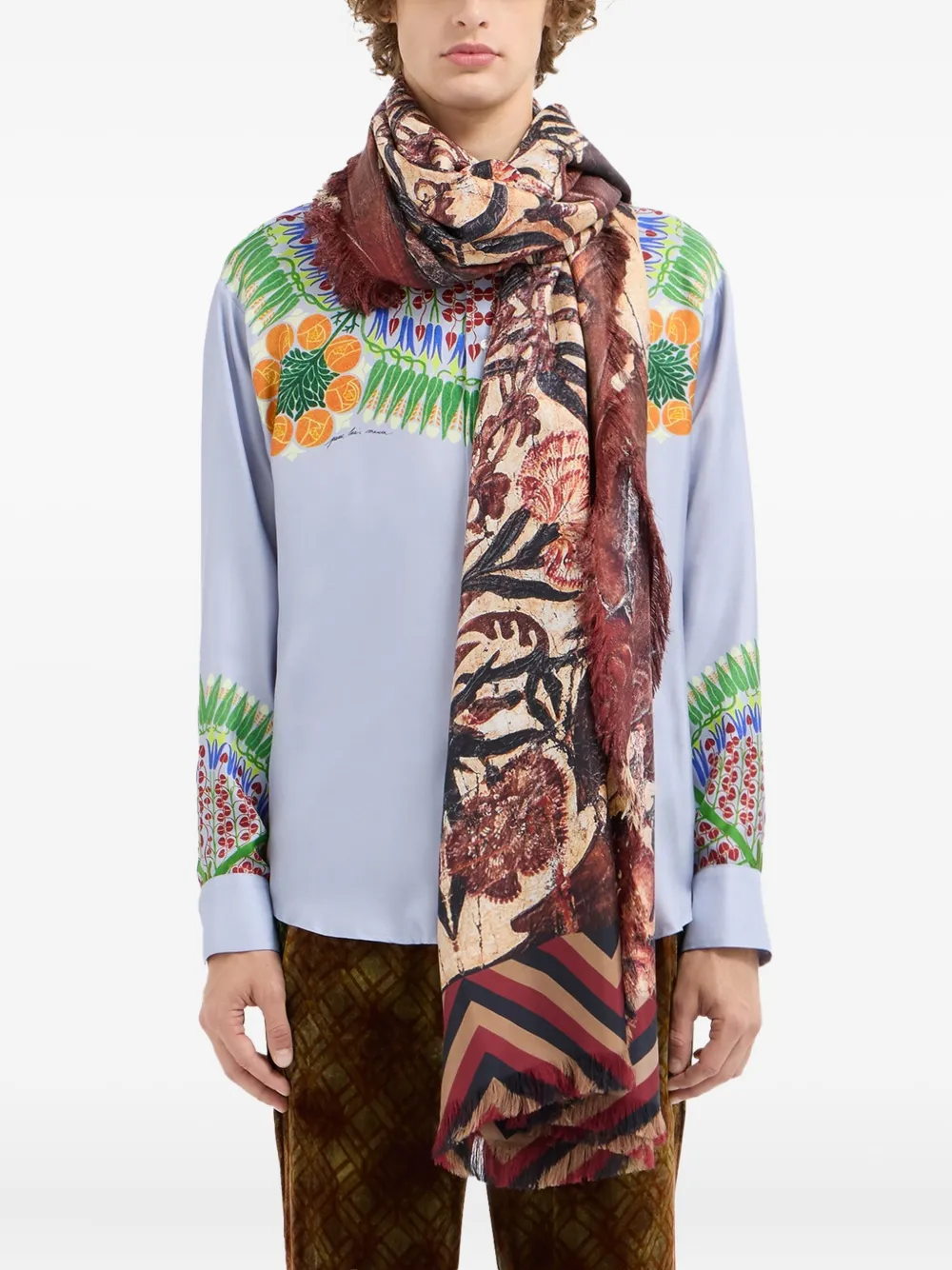 Шарф с геометрическим узором и бахромой по краям Pierre-Louis Mascia, коричневый
Шарф с геометрическим узором и бахромой по краям Pierre-Louis Mascia, коричневый