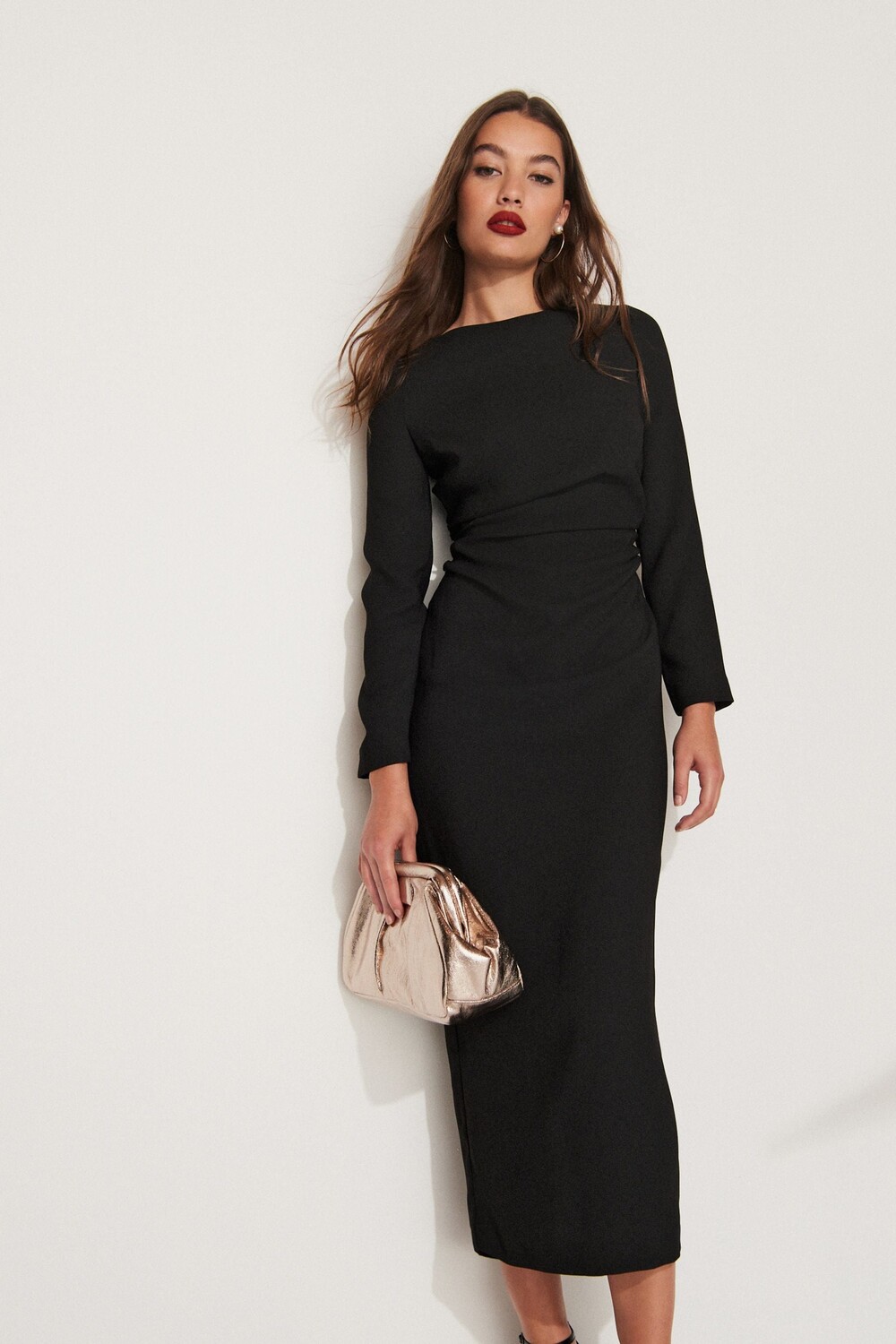 Платье миди со сборками Next, черный
Платье миди со сборками Next, черный