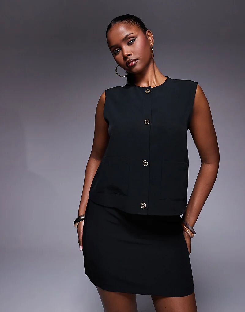 Жилет свободного кроя ASOS DESIGN черного цвета с золотыми пуговицами — часть комплекта
Жилет свободного кроя ASOS DESIGN черного цвета с золотыми пуговицами — часть комплекта