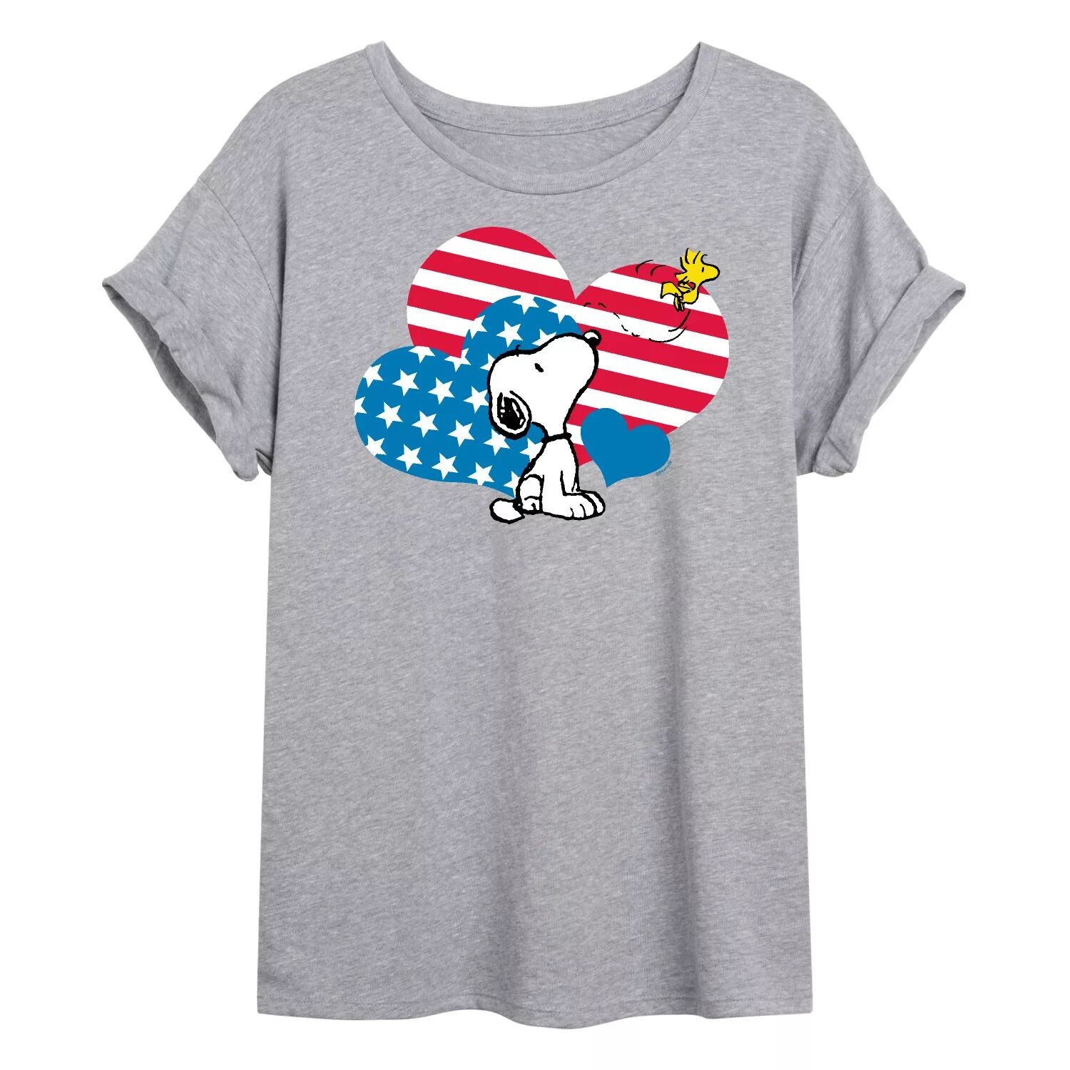 Детская футболка Peanuts Snoopy с сердечками и струящимся рисунком Licensed Character, серый