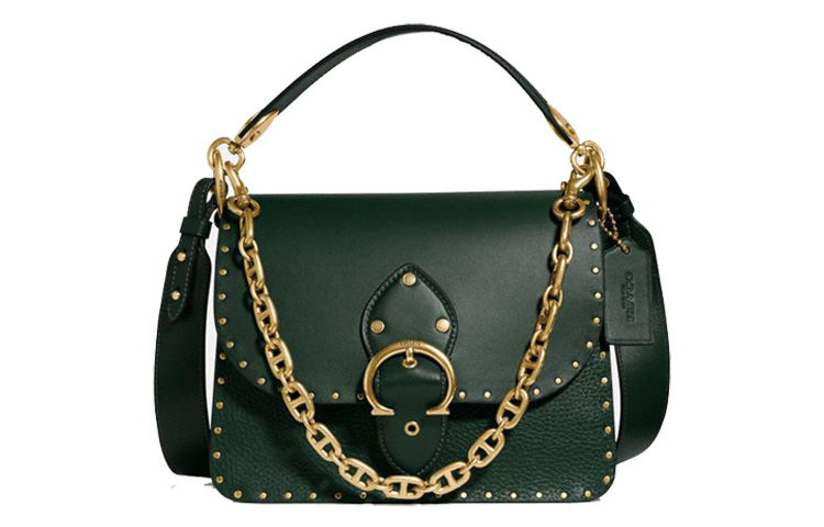 COACH Кожаная наплечная сумка через плечо среднего размера 
COACH Кожаная наплечная сумка через плечо среднего размера