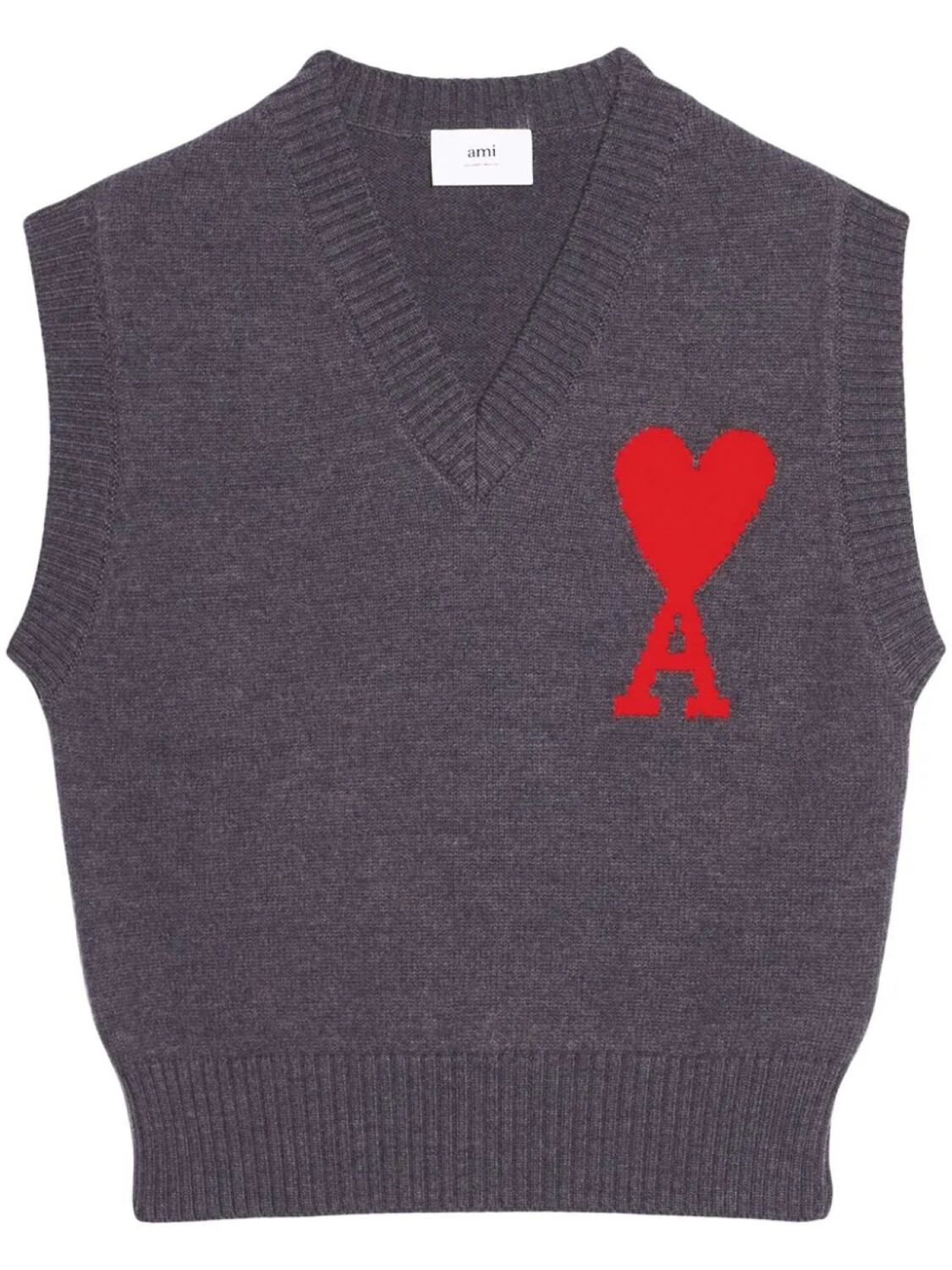 AMI Paris шерстяной жилет с монограммой Ami de Coeur, фиолетовый 
AMI Paris шерстяной жилет с монограммой Ami de Coeur, фиолетовый