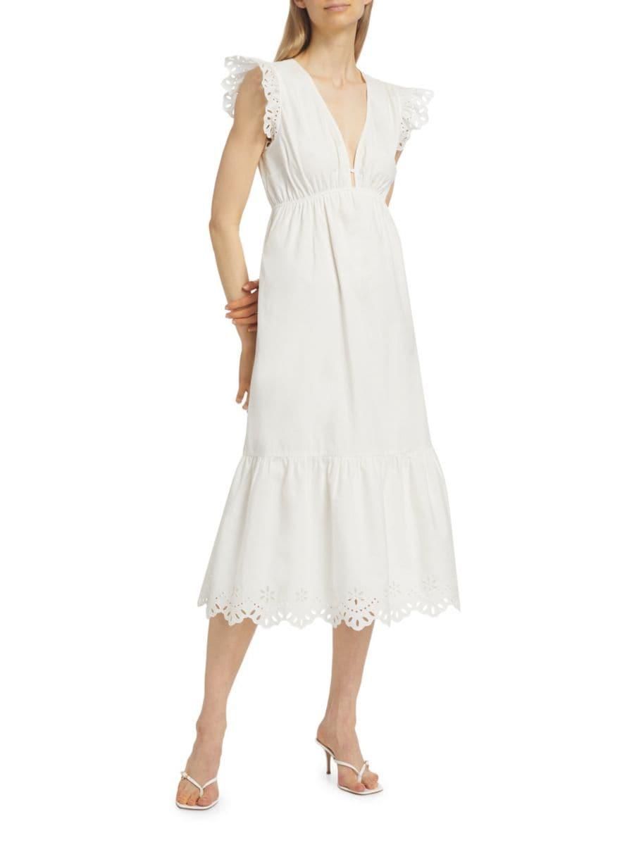 Платье-миди из хлопка с рукавами-крылышками Tina Eyelet Rails, белый
Платье-миди из хлопка с рукавами-крылышками Tina Eyelet Rails, белый