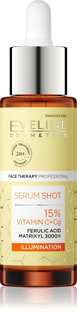 Сыворотка-Шот 15% витамина С+CG, осветляющая сыворотка против морщин с витамином С Eveline Cosmetics, 30 мл
Сыворотка-Шот 15% витамина С+CG, осветляющая сыворотка против морщин с витамином С Eveline Cosmetics, 30 мл