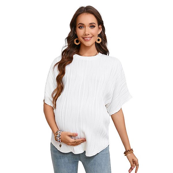 Женская летняя блузка для беременных свободного покроя с коротким рукавом и круглым вырезом Seoria, White
Женская летняя блузка для беременных свободного покроя с коротким рукавом и круглым вырезом Seoria, White