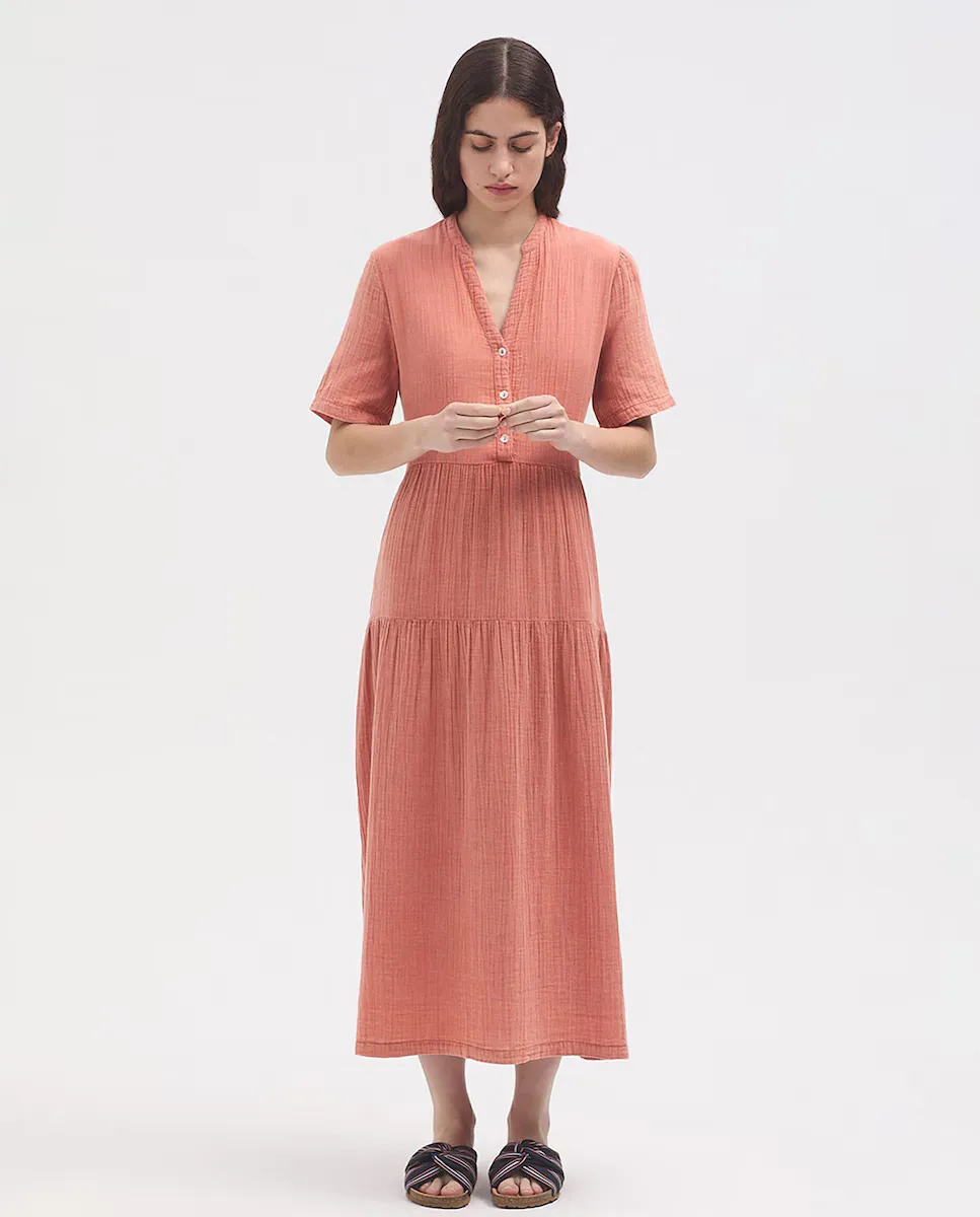 Длинное хлопковое платье с воротником и разрезом Nice Things, розовый
Длинное хлопковое платье с воротником и разрезом Nice Things, розовый