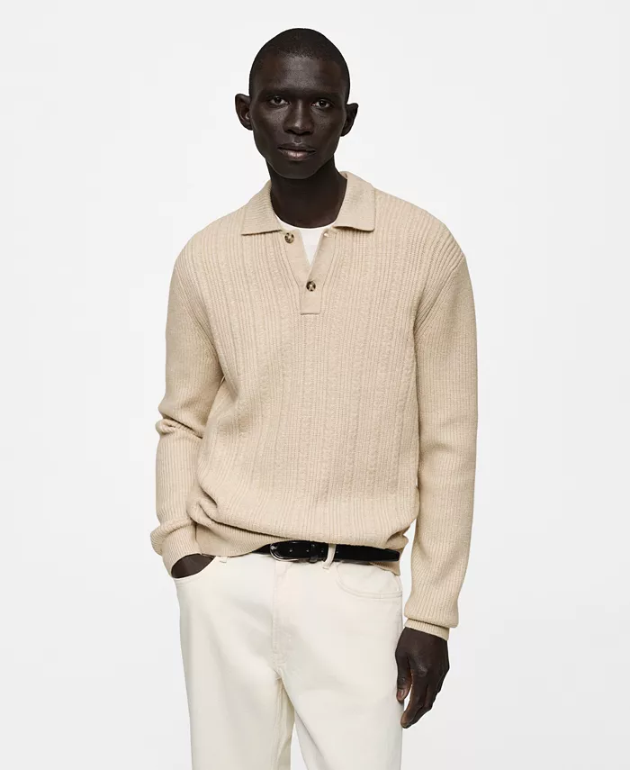 Мужской вязаный поло-свитер с жесткой структурой MANGO, коричневый/бежевый
Мужской вязаный поло-свитер с жесткой структурой MANGO, коричневый/бежевый