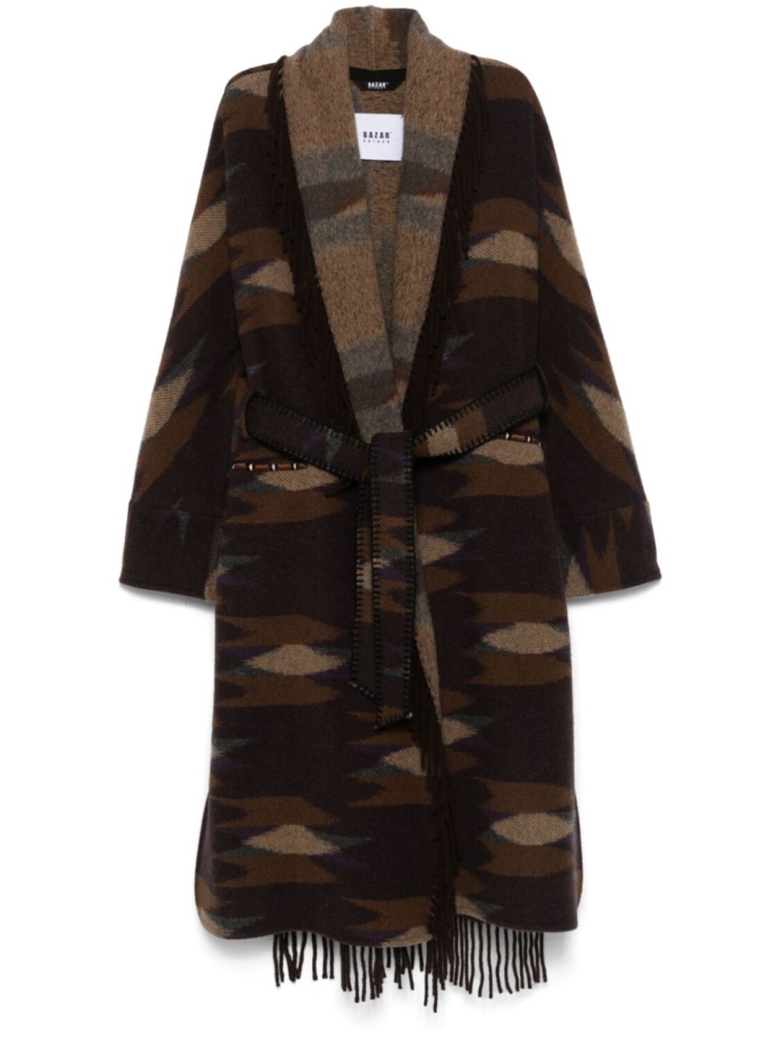 Bazar Deluxe пальто вязки интарсия с узором, коричневый
Bazar Deluxe пальто вязки интарсия с узором, коричневый