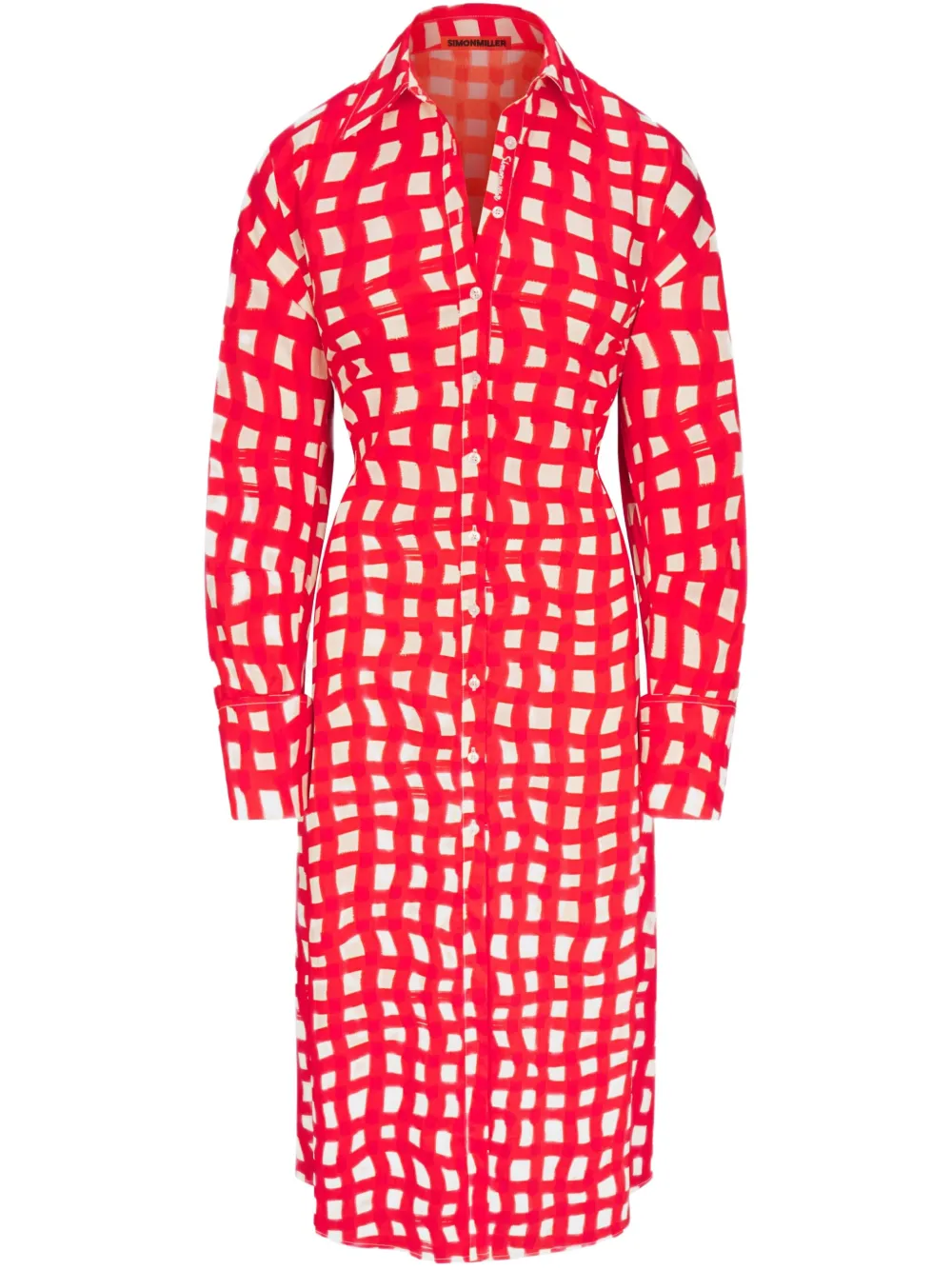 Платье миди в клетку гингем Simon Miller, красный
Платье миди в клетку гингем Simon Miller, красный