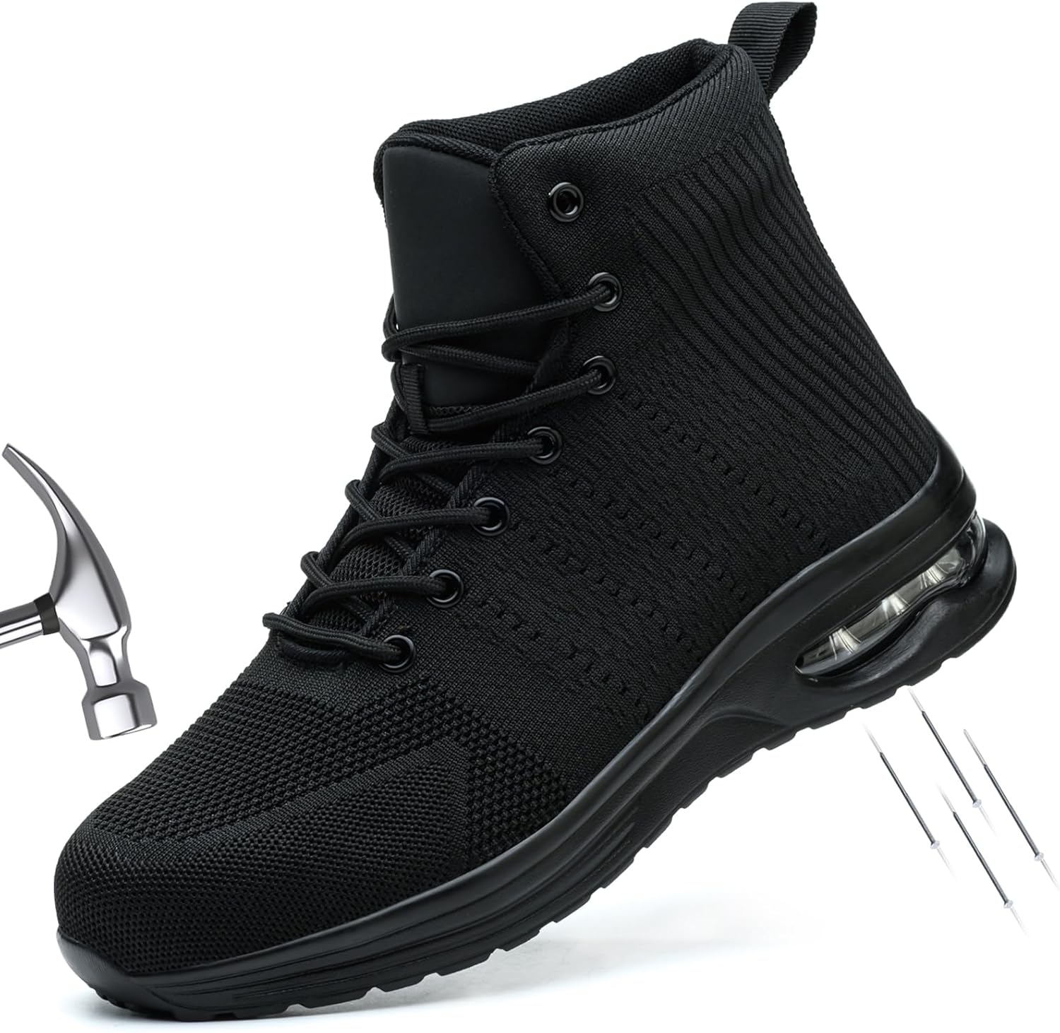 Ботинки с стальными носками для мужчин и женщин, высокие противоскользящие защитные ботинки, проколоустойчивые, с амортизирующей стелькой, удобные кроссовки для промышленности, строительства и складов Mofeele, черный
Ботинки с стальными носками для мужчин и женщин, высокие противоскользящие защитные ботинки, проколоустойчивые, с амортизирующей стелькой, удобные кроссовки для промышленности, строительства и складов Mofeele, черный