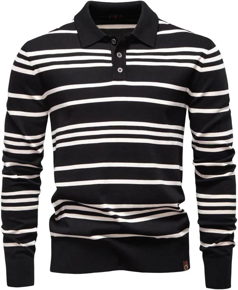 Мужской поло-свитер в полоску, длинный рукав, вискоза-полиэстер, деловой кэжуал WNBEOT
Мужской поло-свитер в полоску, длинный рукав, вискоза-полиэстер, деловой кэжуал WNBEOT