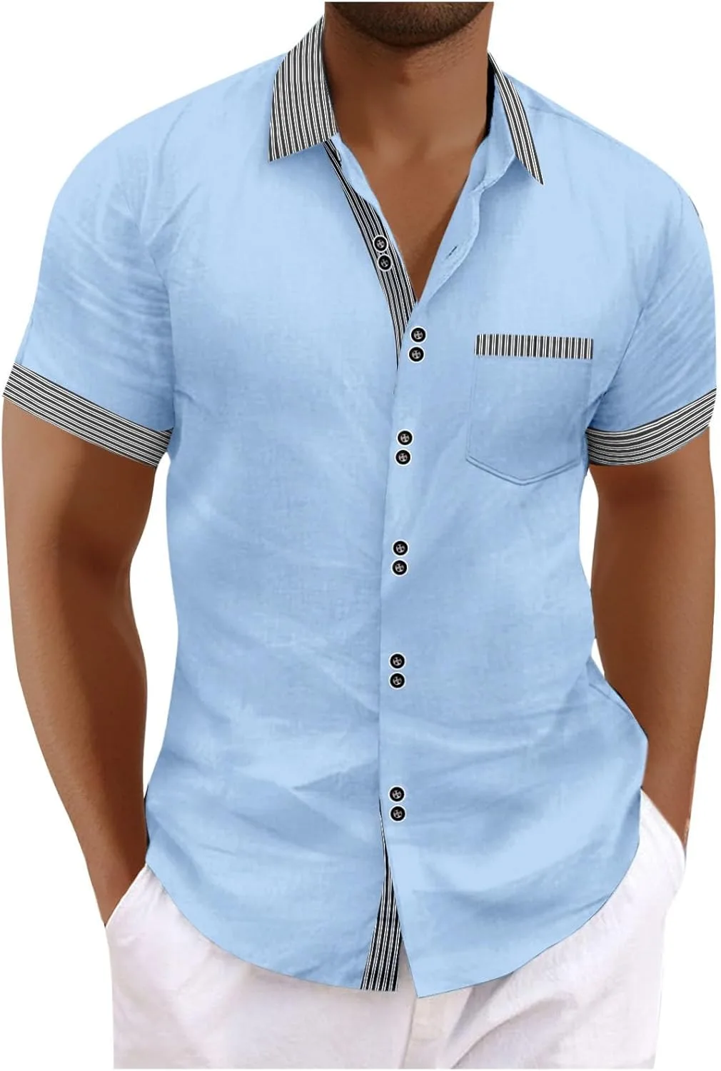 Мужская летняя рубашка Casual Linen с коротким рукавом и патчворком
Мужская летняя рубашка Casual Linen с коротким рукавом и патчворком