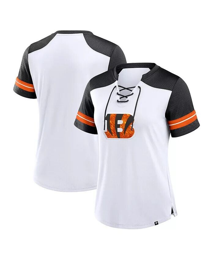 Женская белая/черная футболка Cincinnati Bengals Foiled Primary Lace-Up Fanatics
Женская белая/черная футболка Cincinnati Bengals Foiled Primary Lace-Up Fanatics