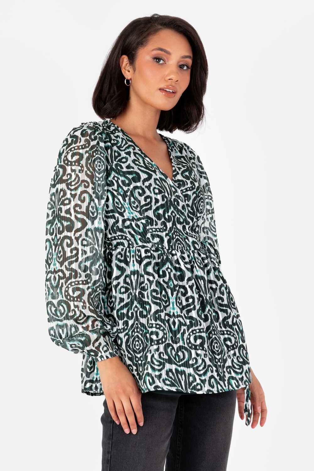 Топ с длинными рукавами и принтом люрекса Lovedrobe, зеленый
Топ с длинными рукавами и принтом люрекса Lovedrobe, зеленый