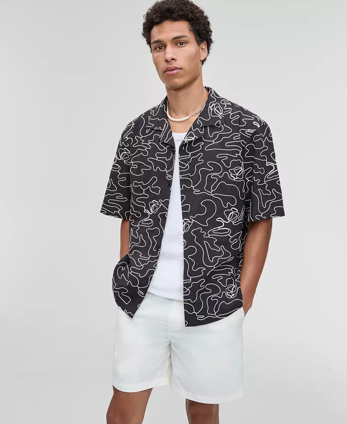 Мужская свободная рубашка с вышивкой и пуговицами из поплина Camp Shirt Mode of One, черный
Мужская свободная рубашка с вышивкой и пуговицами из поплина Camp Shirt Mode of One, черный